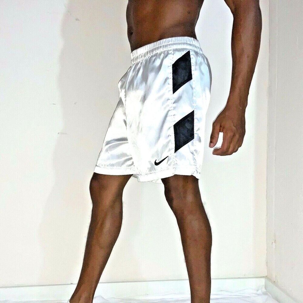 Nike 90s Super Rare Vintage America Satin Nylon Soccer Shorts White Black M